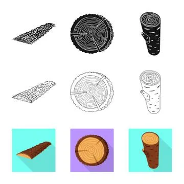 Isolated object of tree and raw sign. Collection of tree and construction vector Stock Illustration