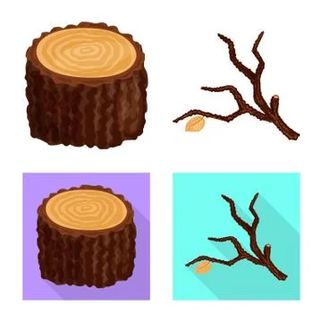 Isolated object of tree and raw symbol. Collection of tree and construction 스톡 일러스트