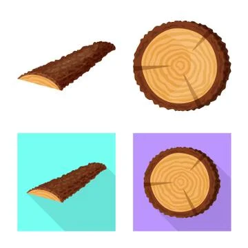 Isolated object of tree and raw symbol. Set of tree and construction stock 스톡 일러스트