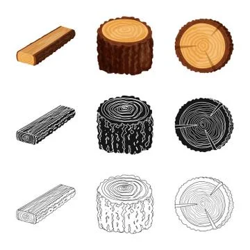 Isolated object of tree and raw logo. Collection of tree and construction vector 스톡 일러스트