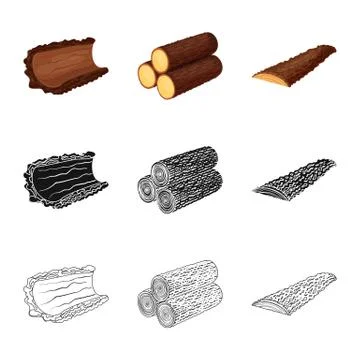 Isolated object of tree and raw icon. Set of tree and construction stock symbol 스톡 일러스트