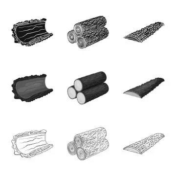 Isolated object of tree and raw symbol. Collection of tree and construction 스톡 일러스트
