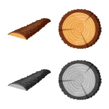 Isolated object of tree and raw symbol. Collection of tree and construction 스톡 일러스트