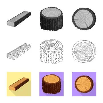 Isolated object of tree and raw logo. Collection of tree and construction vector 스톡 일러스트