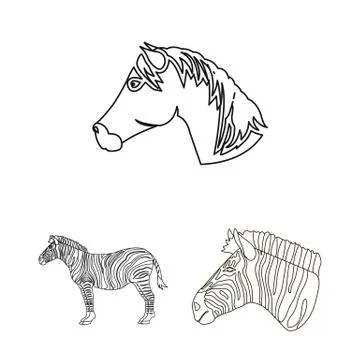 Isolated object of trot and running sign. Set of trot and clipart stock vector Illustrazione stock