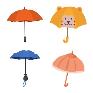 Isolated object of umbrella and rain sign. Collection of umbrella and weather Stock Illustration