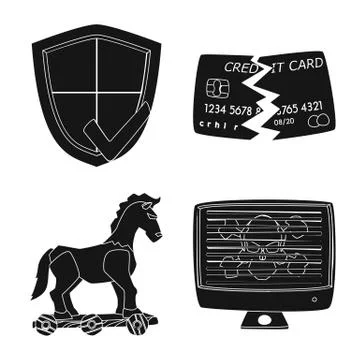 Isolated object of virus and secure logo. Set of virus and cyber stock vector Stock Illustration