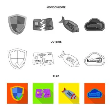 Isolated object of virus and secure icon. Collection of virus and cyber stock 스톡 일러스트