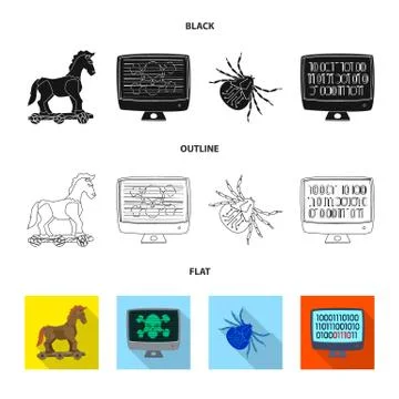 Isolated object of virus and secure icon. Set of virus and cyber vector icon for Stockillustratie