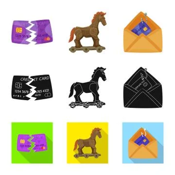 Isolated object of virus and secure symbol. Collection of virus and cyber vector Stock Illustration