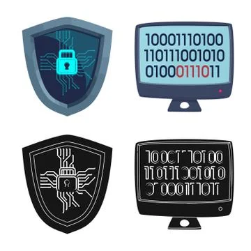 Isolated object of virus and secure sign. Collection of virus and cyber vector Stockillustratie