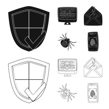 Isolated object of virus and secure logo. Set of virus and cyber stock symbol Stock-Illustration