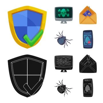 Isolated object of virus and secure symbol. Set of virus and cyber vector icon Stock Illustration