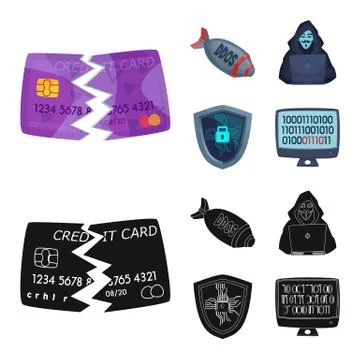 Isolated object of virus and secure symbol. Set of virus and cyber stock symbol イラスト素材