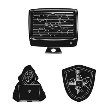 Isolated object of virus and secure icon. Collection of virus and cyber stock Stock-Illustration