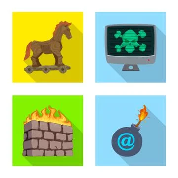 Isolated object of virus and secure logo. Collection of virus and cyber vector 스톡 일러스트