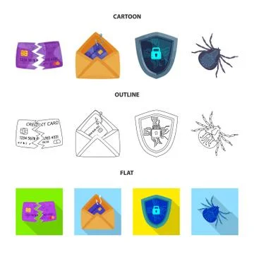 Isolated object of virus and secure symbol. Set of virus and cyber stock symbol Stock Illustration