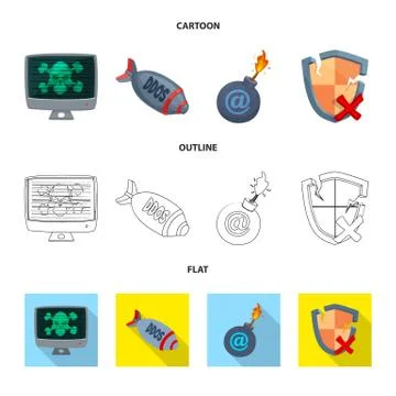 Isolated object of virus and secure icon. Set of virus and cyber stock vector Illustrazione stock