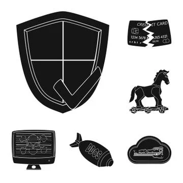 Isolated object of virus and secure symbol. Set of virus and cyber stock symbol Stock Illustration