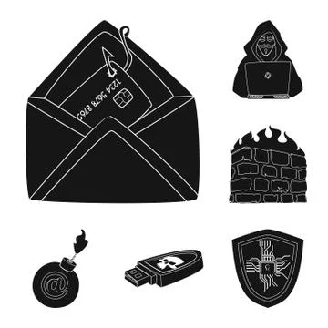 Isolated object of virus and secure icon. Set of virus and cyber vector icon for イラスト素材
