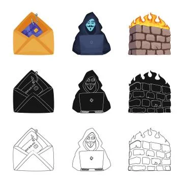 Isolated object of virus and secure symbol. Collection of virus and cyber stock Illustrazione stock