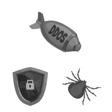 Isolated object of virus and secure sign. Set of virus and cyber stock vector Stock Illustration