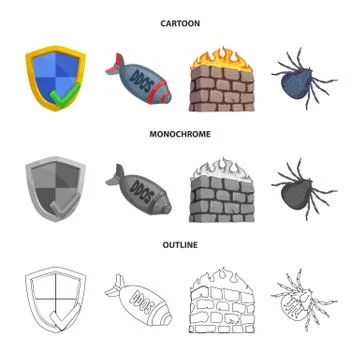 Isolated object of virus and secure icon. Set of virus and cyber stock symbol Stock Illustration