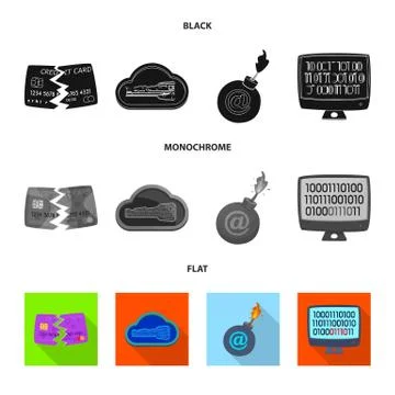 Isolated object of virus and secure symbol. Set of virus and cyber stock vector イラスト素材