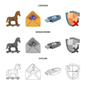 Isolated object of virus and secure symbol. Set of virus and cyber stock vector Illustrazione stock