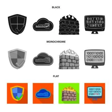 Isolated object of virus and secure logo. Collection of virus and cyber stock Stockillustratie