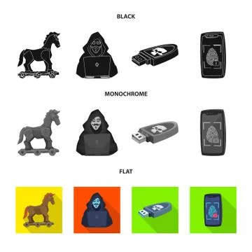 Isolated object of virus and secure icon. Set of virus and cyber stock symbol Illustrazione stock