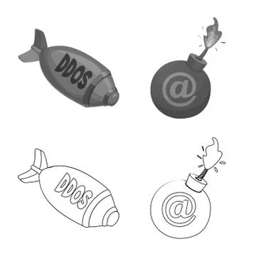 Isolated object of virus and secure logo. Collection of virus and cyber stock Stock Illustration