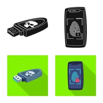 Isolated object of virus and secure icon. Set of virus and cyber stock symbol Stock-Illustration