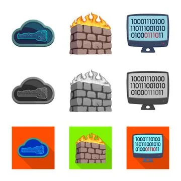 Isolated object of virus and secure sign. Set of virus and cyber stock vector イラスト素材