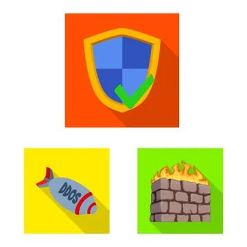 Isolated object of virus and secure symbol. Collection of virus and cyber stock Illustrazione stock