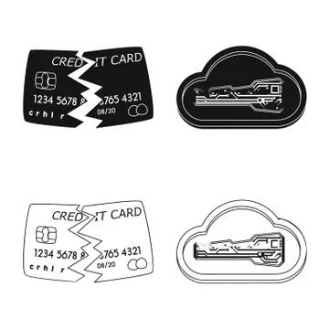 Isolated object of virus and secure icon. Collection of virus and cyber stock Stock-Illustration