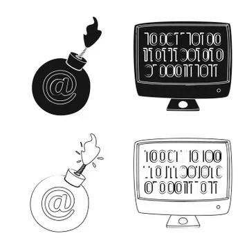 Isolated object of virus and secure sign. Set of virus and cyber vector icon for Stock Illustration