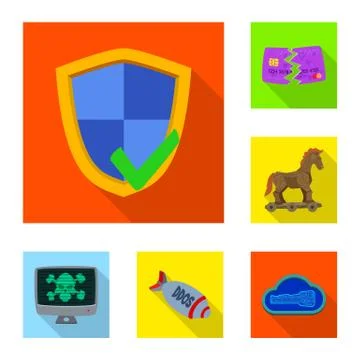 Isolated object of virus and secure logo. Set of virus and cyber vector icon for Stock-Illustration