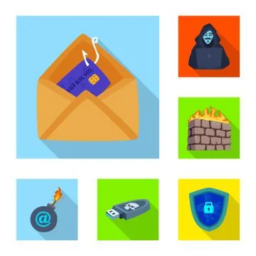 Isolated object of virus and secure logo. Set of virus and cyber vector icon for Stock Illustration