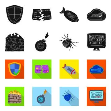 Isolated object of virus and secure logo. Set of virus and cyber stock symbol Stockillustratie