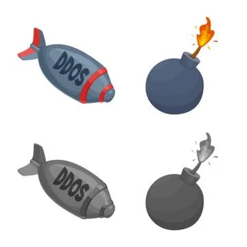 Isolated object of virus and secure sign. Collection of virus and cyber stock Stock Illustration