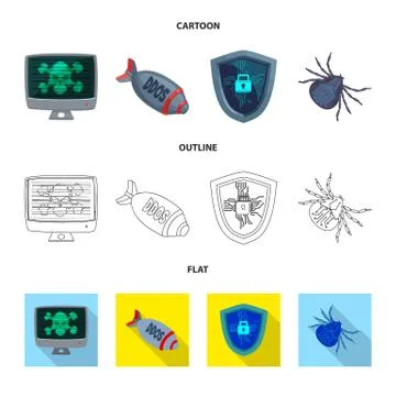 Isolated object of virus and secure logo. Set of virus and cyber stock vector Stock Illustration