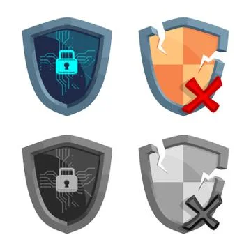 Isolated object of virus and secure icon. Set of virus and cyber stock symbol Stock Illustration