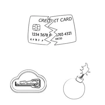 Isolated object of virus and secure icon. Collection of virus and cyber vector Stock Illustration