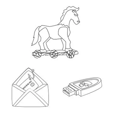Isolated object of virus and secure icon. Collection of virus and cyber vector イラスト素材