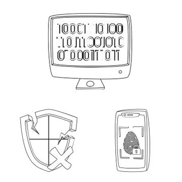 Isolated object of virus and secure logo. Set of virus and cyber stock symbol Stockillustratie