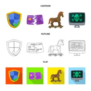 Isolated object of virus and secure logo. Set of virus and cyber stock symbol Illustrazione stock