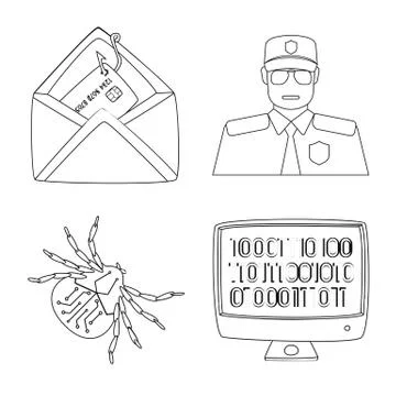 Isolated object of virus and secure symbol. Set of virus and cyber vector icon イラスト素材