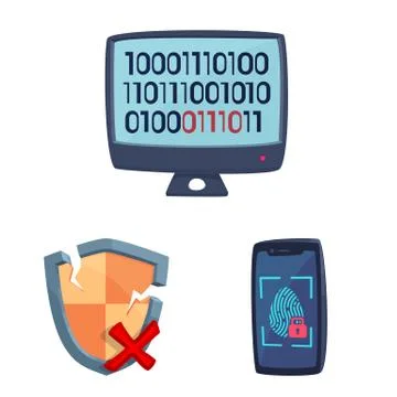 Isolated object of virus and secure sign. Collection of virus and cyber stock Stock Illustration