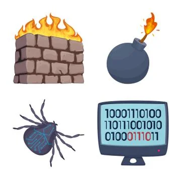 Isolated object of virus and secure sign. Collection of virus and cyber stock Illustrazione stock